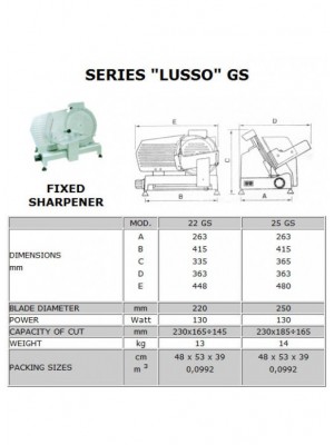Ζαμπονομηχανή Πλάγιας Κοπής με Λεπίδα 250mm Lusso 25GS